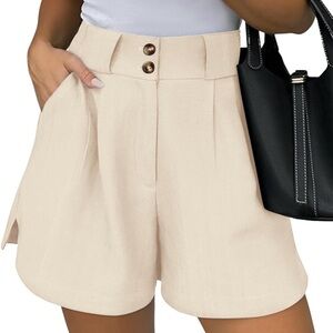 Women's Cream High-Waisted Shorts